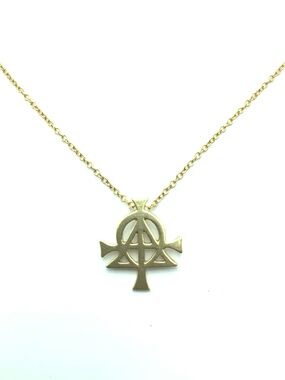 14k Gold Alpha and Omega Pendant Necklace